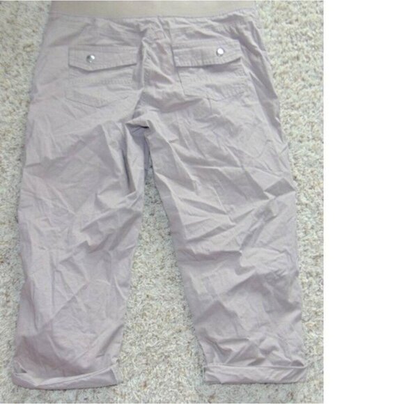 Womens Crop Pants 10 Lee Khaki Elastic Waist Adjust Leg Pull On Relaxed Pants - Picture 4 of 5